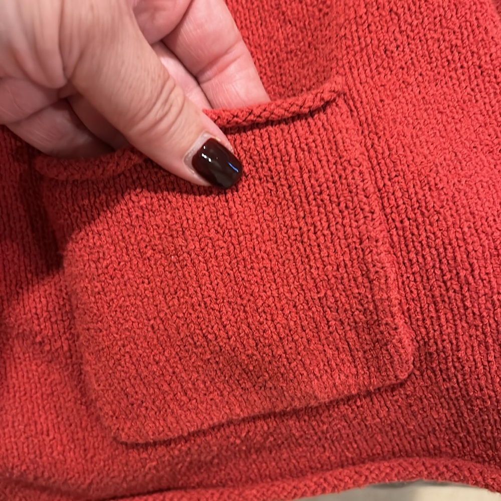 Eileen Fisher button down sweater w/collar, dark orange, size large,great 4 fall - Picture 9 of 9
